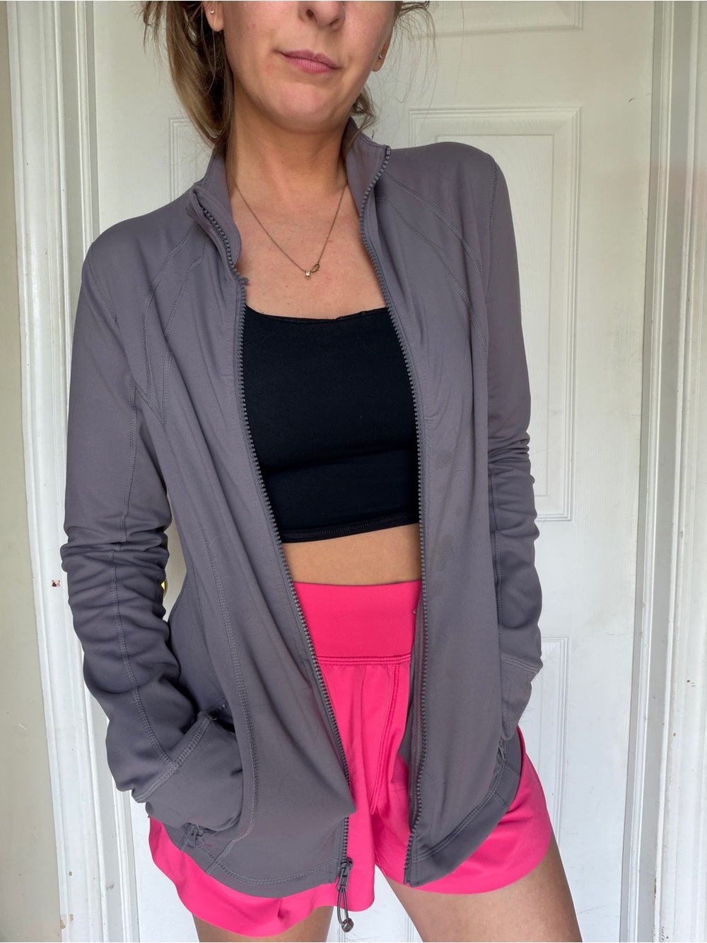 90 Degrees - Women’s Taupe Full‑Zip Utility Jacket (L)
